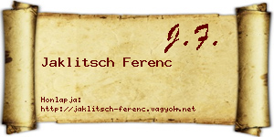 Jaklitsch Ferenc névjegykártya